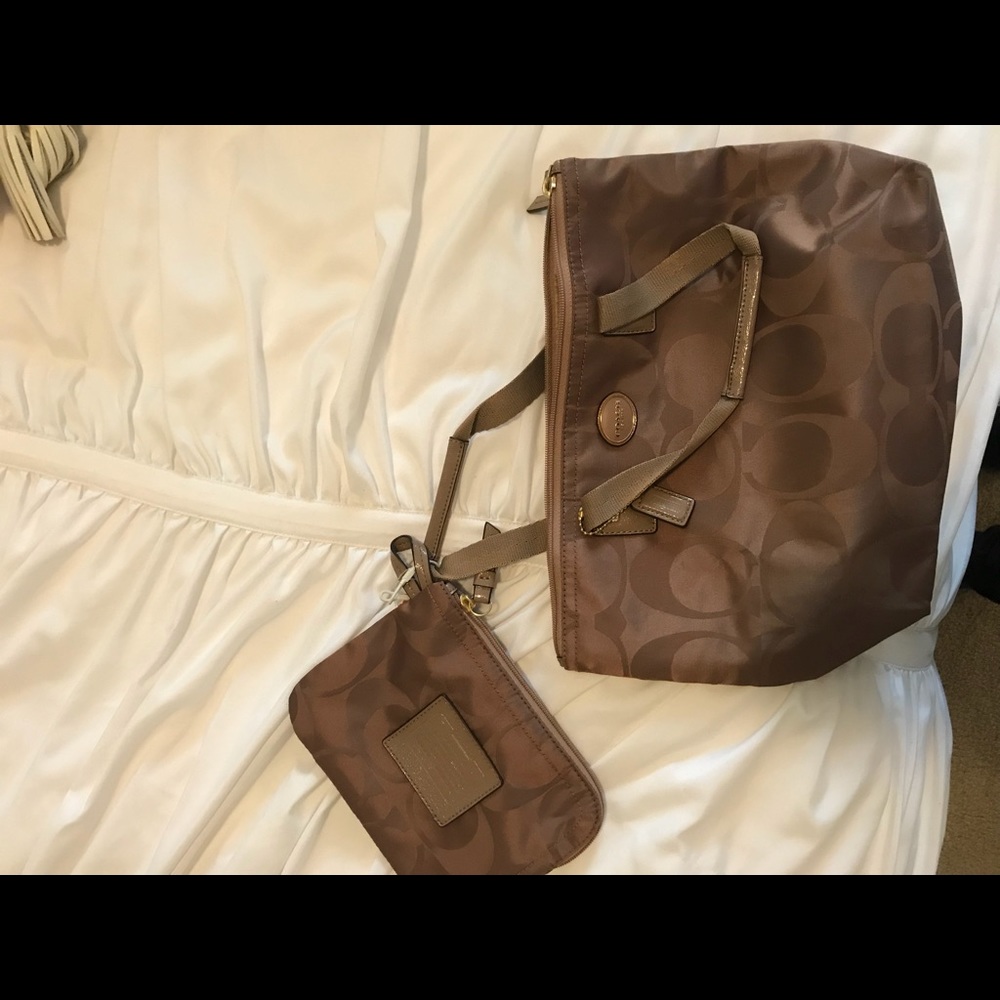 Mini coach bag with pouch